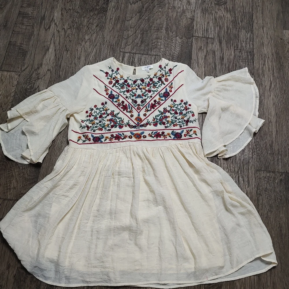 Umgee floral embroidered Bohemian swing top USA Women's size L - Picture 3 of 14